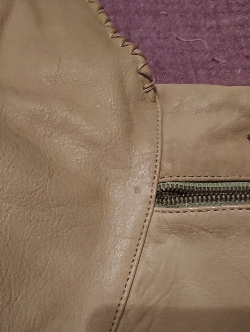 ***Cleaned With Leather Cleaner & Color Faded***Italian Leather Bag Maritza - Picture 8 of 9